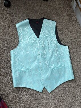 Light Aqua Paisley Formal Vest